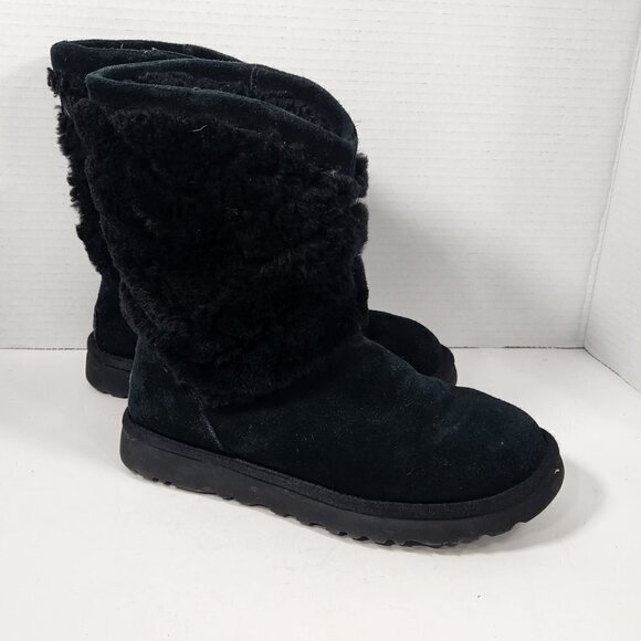 Ugg Boots Black Quilted Furry size 6 - Picture 1 of 5